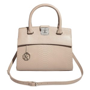 Leather Top Handle Bag, Latte Leather Handbag Top Handle, Women's Leather Bag KF-4998