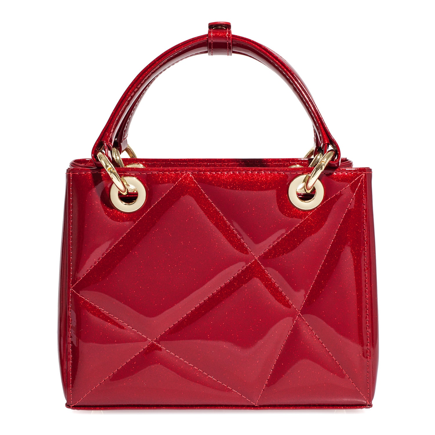 Leather Top Handle Bag, Red Patent Leather Handbag, Women's Leather Bag KF-5027 - Image 6