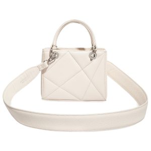 Leather Top Handle Bag, Cream Leather Handbag Top Handle, Women's Leather Bag KF-4892