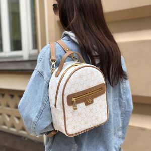 Leather Backpack, Leather Backpack Women, White Leather Backpack KF-5038