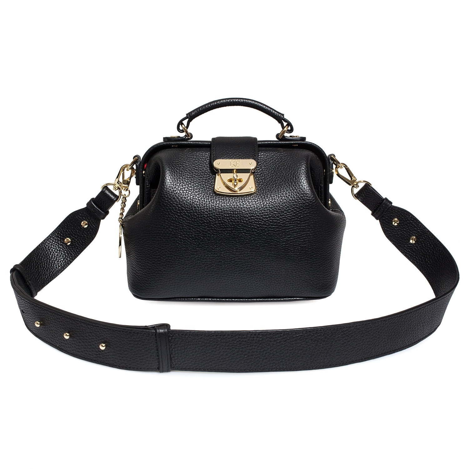 Leather doctor bag for women, Black Leather Shoulder Bag, Women's Leather doctor bag, Leather bag KF-5595 - Image 2