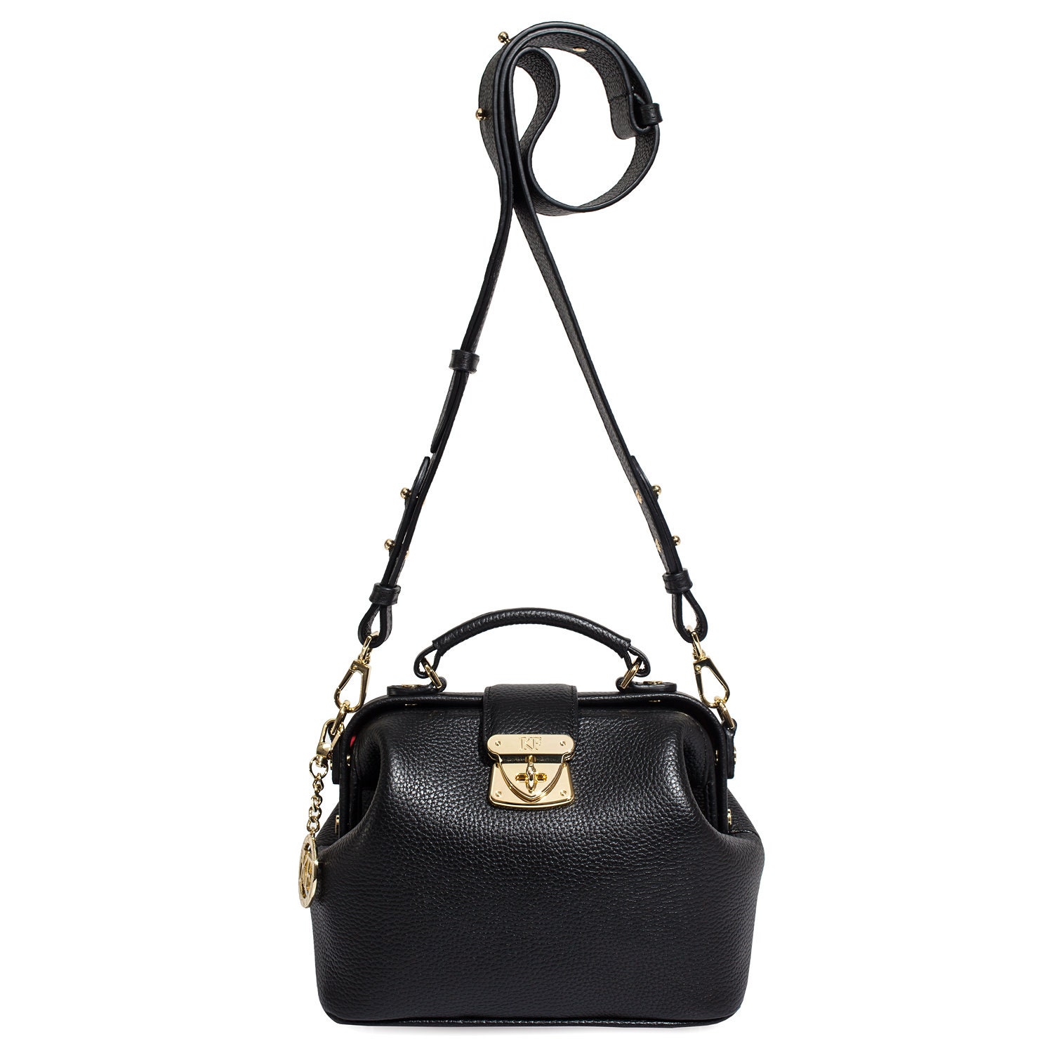 Leather doctor bag for women, Black Leather Shoulder Bag, Women's Leather doctor bag, Leather bag KF-5595 - Image 4